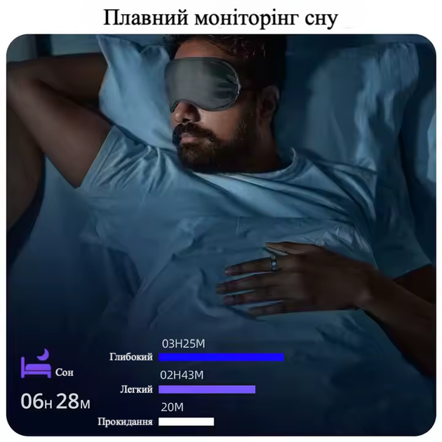 Смарт-кільце Smart Ring із Bluetooth підключенням до телефону - чорне розмір 9 - зображення 6