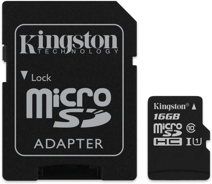 Карта пам'яті Kingston microSDHC 16GB Canvas Select Class 10 UHS-I U1 + SD-адаптер (SDCS/16GB) - Фото 1 Карта пам'яті Kingston microSDHC 16GB Canvas Select Class 10 UHS-I U1 + SD-адаптер (SDCS/16GB) - зображення 1