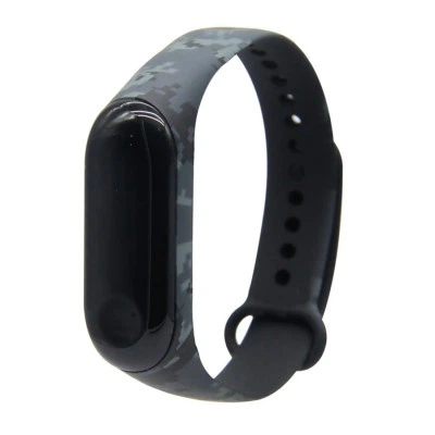 Силиконовый ремешок MRK для фитнес браслета Xiaomi Mi Band 4/3 с рисунком Камуфляж черно-серый Пиксель с металлической кнопкой (mrk21042028) - изображение 3