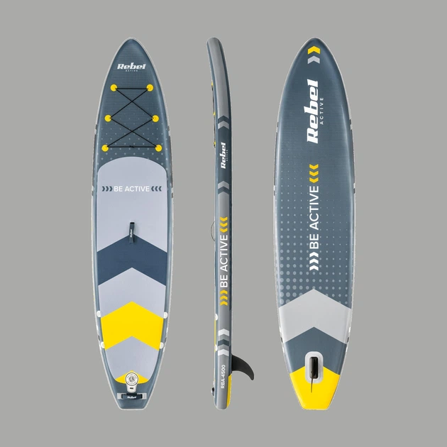 SUP доска надувная сапборд с веслом Rebel ACTIVE 150кг 350х81х15см САП борд с аксессуарами для плаванья, серфинга универсалный Серый - Фото 3 SUP доска надувная сапборд с веслом Rebel ACTIVE 150кг 350х81х15см САП борд с аксессуарами для плаванья, серфинга универсалный Серый - изображение 3