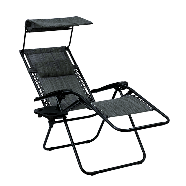 Крісло для відпочинку до 120 кг з козирком LEOBRO Zero Gravity Dark Grey (LB-ZGC-H1-DGR) - Фото 2 Крісло для відпочинку до 120 кг з козирком LEOBRO Zero Gravity Dark Grey (LB-ZGC-H1-DGR) - зображення 2