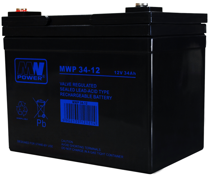 Akumulator MW Power VRLA AGM MWP 34-12 12V 34Ah (5902135121214) - obraz 1