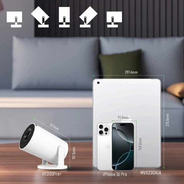 Мультимедійний смарт проектор Magcubic HY300 PRO+ T950S Type-C 720P 1/8 Гб до 290 ANSI Android 13 (402-t950s) - Фото 6 Мультимедійний смарт проектор Magcubic HY300 PRO+ T950S Type-C 720P 1/8 Гб до 290 ANSI Android 13 (402-t950s) - зображення 6
