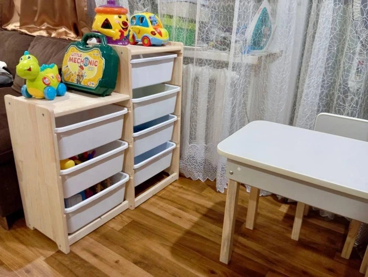 Комод універсальний дитячий дерев'яний на 7 контейнерів по 11 л 79х77х30 см Білий - зображення 7