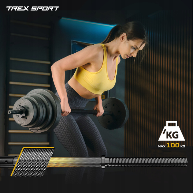 Тренажерная штанга Trex Sport набор битумных блинов 22 кг - изображение 4