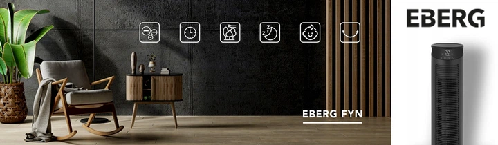 Баштовий підлоговий вентилятор з функцією іонізації EBERG FYN чорний - зображення 3