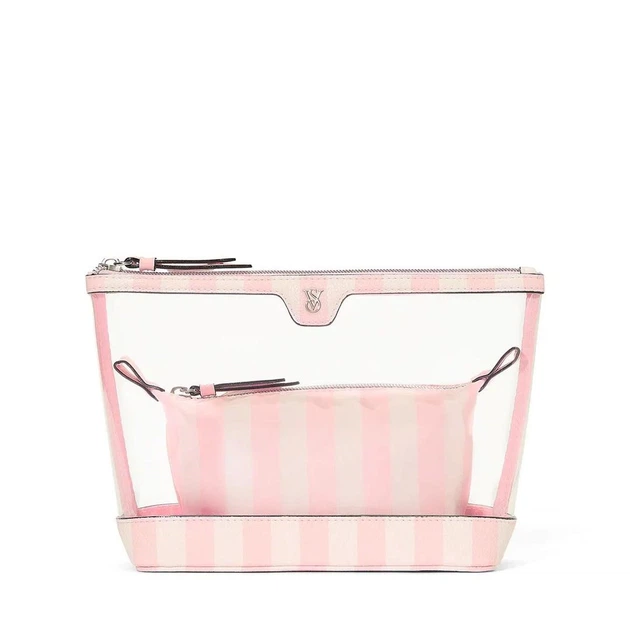 Косметичка 2 в 1 Рожева Victoria's Secret 2-Piece Makeup Bag Heritage Stripe - Фото 1 Косметичка 2 в 1 Рожева Victoria's Secret 2-Piece Makeup Bag Heritage Stripe - зображення 1