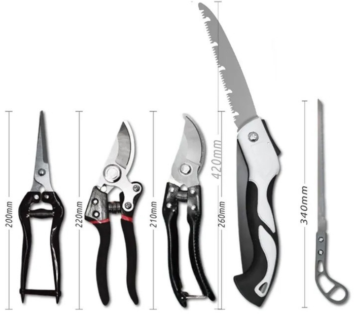 Садовый набор инструментов 5 в 1 Garden Set SK-5 с ножницами, секаторами и пилкой, черный - изображение 2