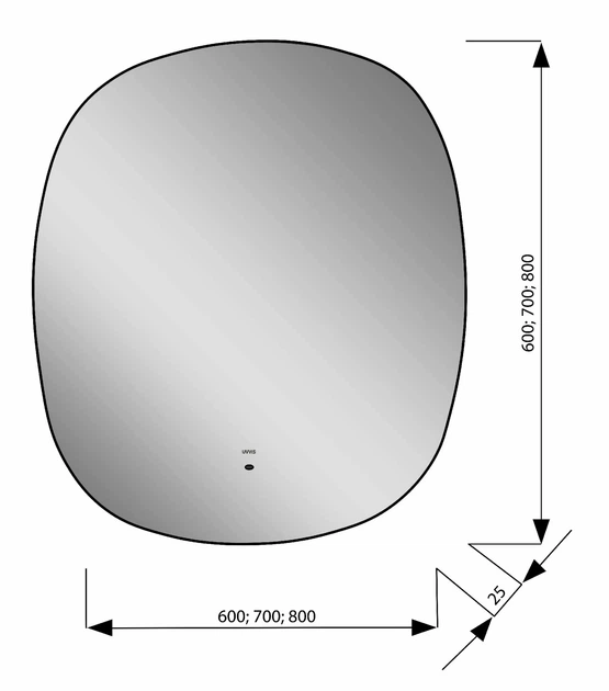 Дзеркало підвісне ЮВВІС Crystal Z-600x600 мм з LED підсвічуванням та датчиком руху у ванну кімнату - зображення 3