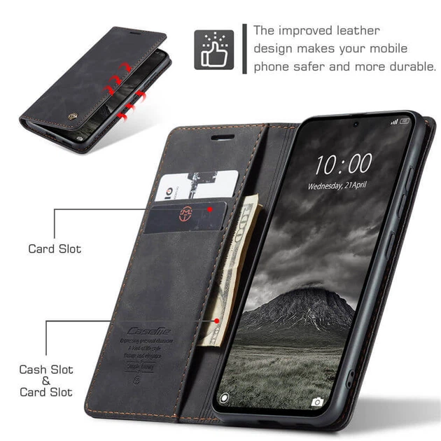 Чехол книжка с магнитом Xiaomi Redmi Note 14 Pro CaseMe Black (41142-2B) - изображение 3