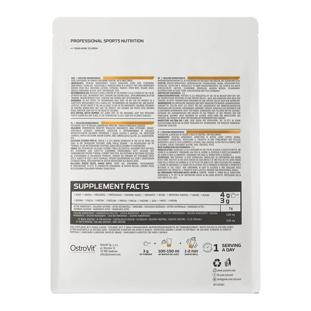 OstroVit Creatine Monohydrate 300 g Апельсин - изображение 2