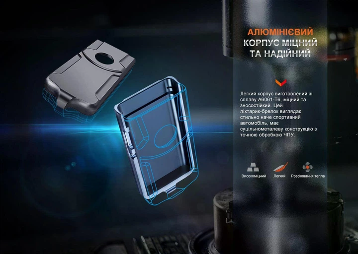 Ліхтар Наключний Fenix E03R V2.0 (500 Люмен 90 Метрів - Type-C) Синій - изображение 5