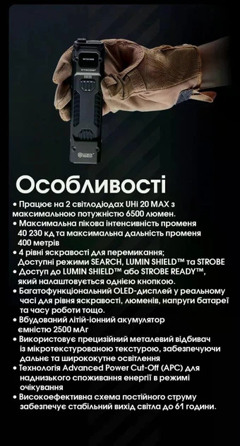 Кишеньковий Ліхтар Nitecore EDC29 (6500 Люмен 400 Метрів - USB-C) - зображення 13