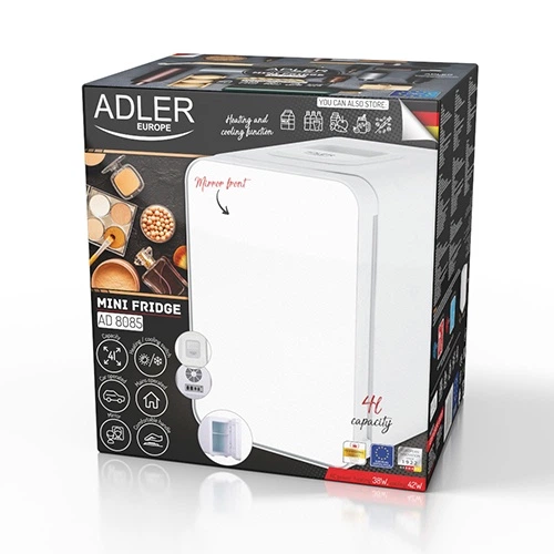 Мини-холодильник с зеркалом ADLER AD 8085, 18,3 × 27 × 24,7 см, объём 4 литра, Белый - изображение 10