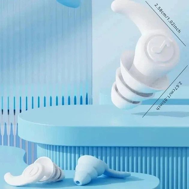 Ушные затычки Shark Fin Design силиконовые, мягкие, трехуровневые, герметичные, водонепроницаемые, в кейсе, blue - изображение 2
