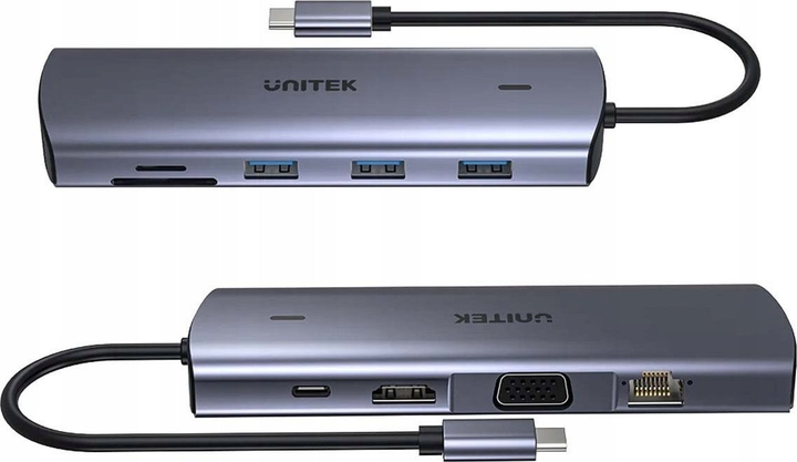 USB-hub Unitek 9-in-1 USB-C Hub with Dual Display, Dual Card Reader and 100W PD (D1113A) - obraz 4