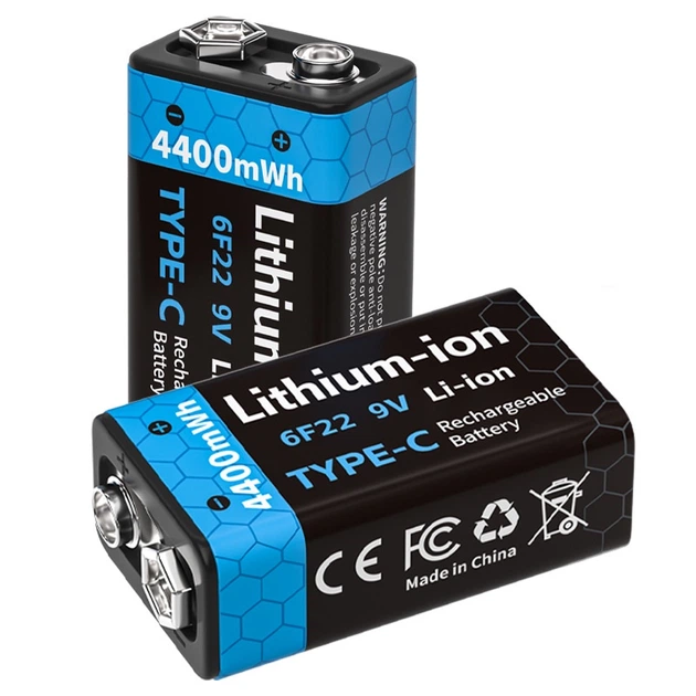 Акумуляторні батареї Крона Pujimax 6F22 з USB TYPE-C 9V 4400mWh, Black (2 шт + кабель) (16217-2) - зображення 4