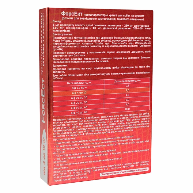 ФорсЕкт (ForcEct) протипаразитарні краплі для собак та цуценят 1,5-4 кг, 0,8 мл, MODES (від бліх, від кліщів) - изображение 4