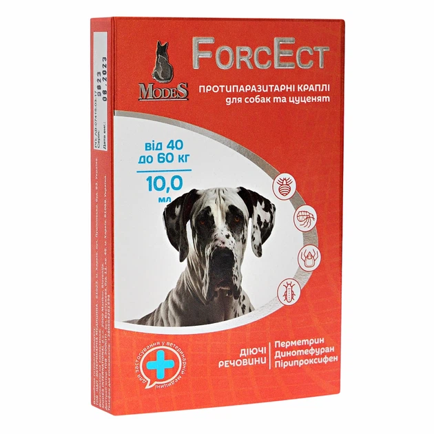 ФорсЕкт (ForcEct) протипаразитарні краплі для собак та цуценят 40-60 кг, 10,0 мл, MODES (від бліх, від кліщів) - зображення 3
