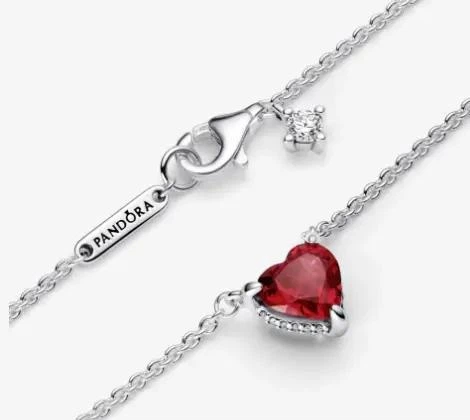 Серебряное ожерелье колье Красное Сердце Пандора Pandora 392542C01-45 - Фото 2 Серебряное ожерелье колье Красное Сердце Пандора Pandora 392542C01-45 - изображение 2