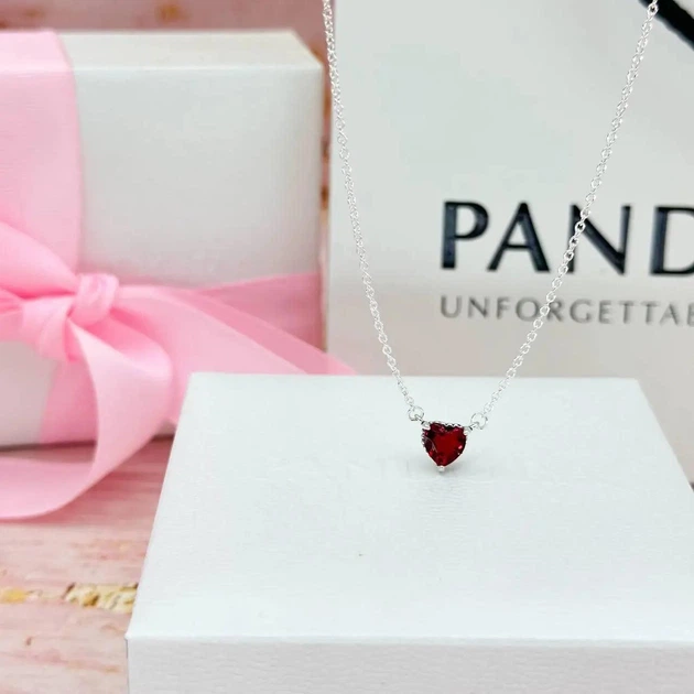 Серебряное ожерелье колье Красное Сердце Пандора Pandora 392542C01-45 - Фото 6 Серебряное ожерелье колье Красное Сердце Пандора Pandora 392542C01-45 - изображение 6