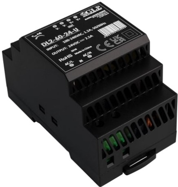 Блок живлення на DIN-рейку GLP IP20, 54 Вт, 12 В, 4.5 A (DL2-60-12-U) (5902135153420) - зображення 1