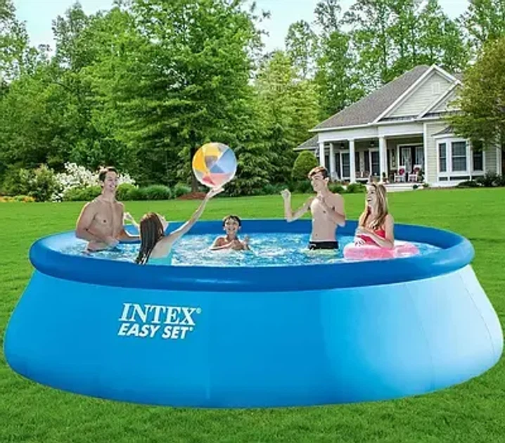 Надувной бассейн Intex 26166-0 круглый из ПВХ 457х107 см со встроенным сливным клапаном на 12430 л Синий (127-9-26166-0) - изображение 3