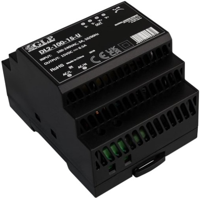 Блок живлення на DIN-рейку GLP IP20, 100.8 Вт, 24 В, 4.2 A (DL2-100-24-U) (5902135153482) - зображення 1