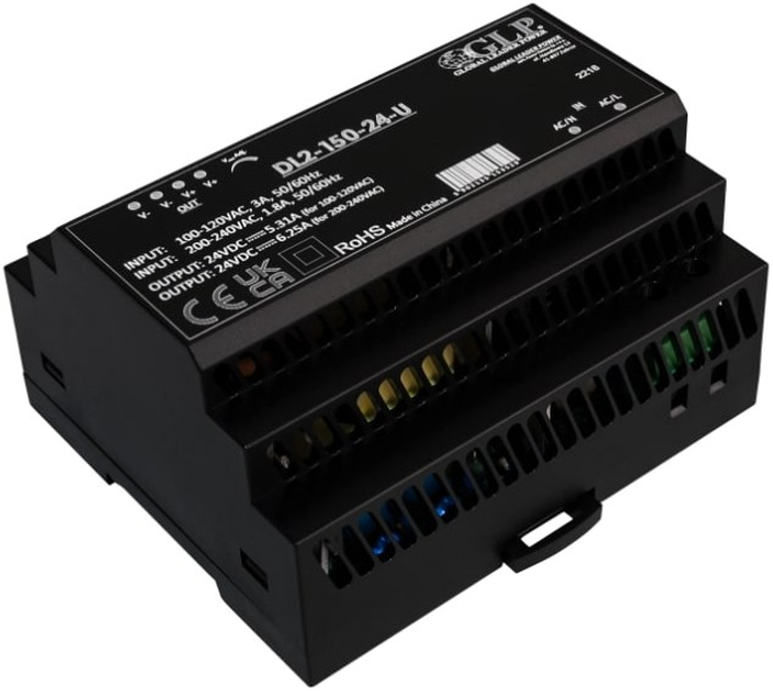 Блок живлення на DIN-рейку GLP IP20, 135.6 Вт, 12 В, 11.3 A (DL2-150-12-U) (5902135153505) - зображення 1