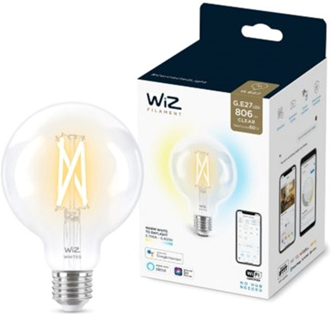 Розумна лампочка WIZ E27 7 W (60 W 806 Lm) G95 2700-6500 філаментна Wi-Fi (929003018201) - зображення 2