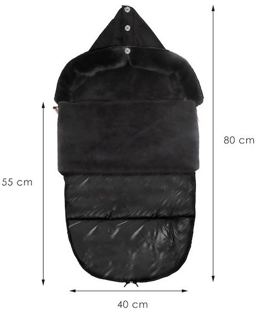 Śpiworek Springos SB0044 z futerkiem do wózka sanek gondoli 80 cm Czarny (5907719442280) - obraz 12