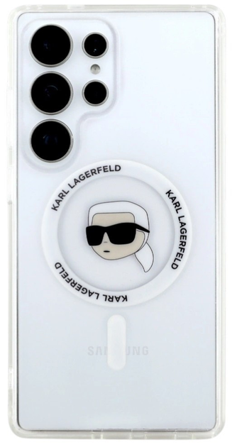 Панель Karl Lagerfeld Button Karl Head Printed Logo MagSafe Samsung Galaxy S25 Ultra White (3666339450021) - зображення 1