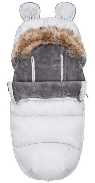 Śpiworek ciepły Springos SB0047 do wózka gondoli na sanki z futerkiem uszkami premium 96 cm Szary (5907719442310) - obraz 9
