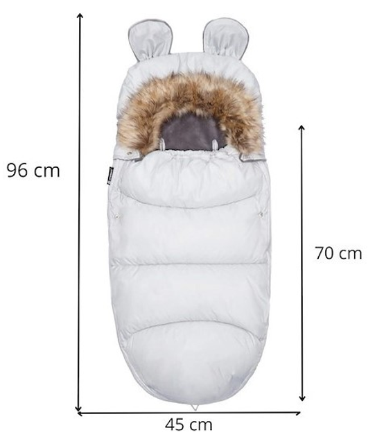 Śpiworek ciepły Springos SB0047 do wózka gondoli na sanki z futerkiem uszkami premium 96 cm Szary (5907719442310) - obraz 10