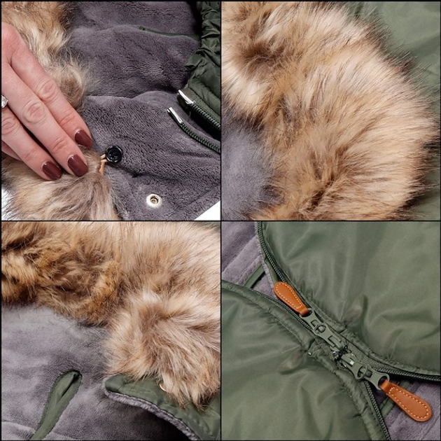 Śpiworek ciepły Springos SB0048 do wózka gondoli na sanki z futerkiem uszkami premium 96 cm Zielony (5907719442327) - obraz 6