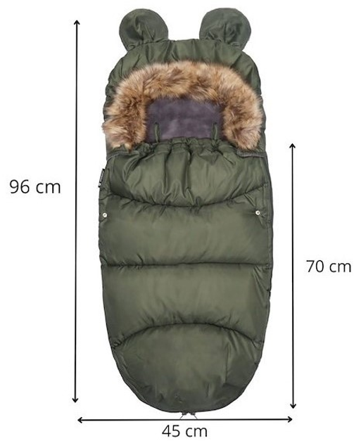 Śpiworek ciepły Springos SB0048 do wózka gondoli na sanki z futerkiem uszkami premium 96 cm Zielony (5907719442327) - obraz 11