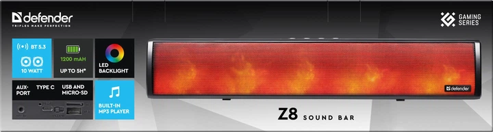 Саундбар Defender Z8 10W LED Bluetooth Black (4745090825800) - зображення 8