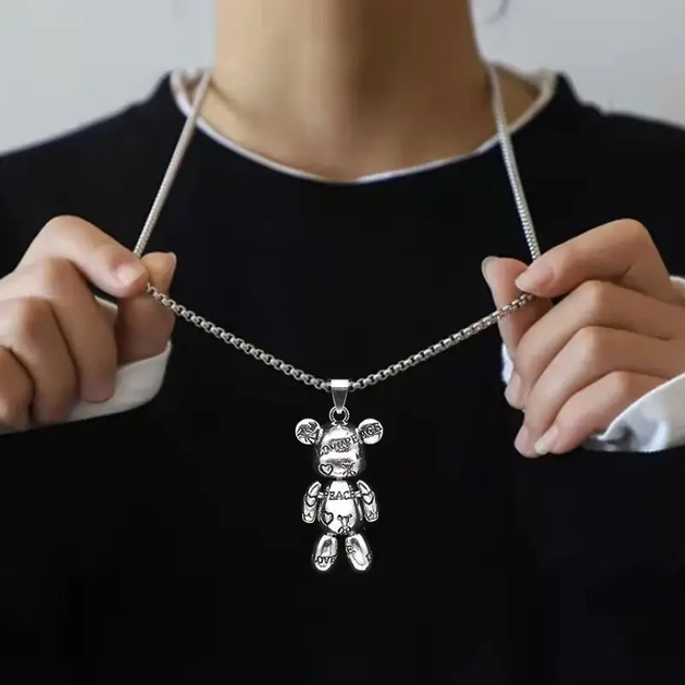 Кулон в стиле Хип Хоп Bear Подвижный медведь подвеска серебряный цвет - Фото 1 Кулон в стиле Хип Хоп Bear Подвижный медведь подвеска серебряный цвет - изображение 1