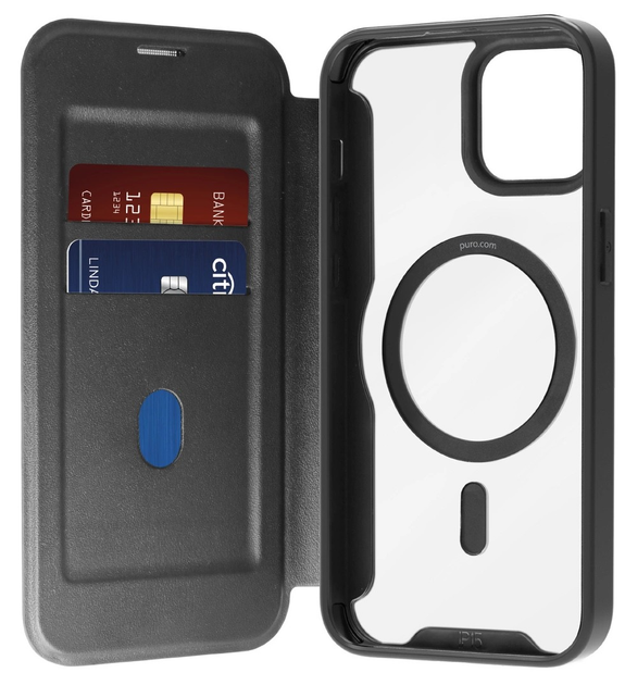 Чохол-книжка Puro Book Mag MagSafe з кишенею для карток для Apple iPhone 16 Pro Max Black (8018417485169) - зображення 1