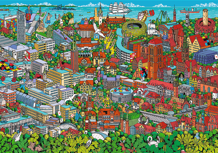 Puzzle Trefl 40-Lecie Trefl Trójmiasto 1000 elementów 10924 (5900511109245) - obraz 2