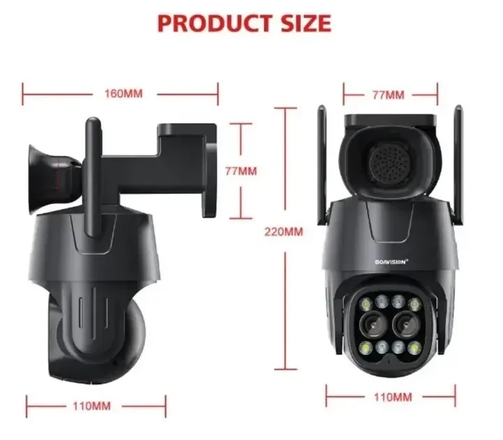Уличная поворотная Wi-Fi IP-камера BOAVISION D4W4MP, 4K 8 МП / 2K 4 МП, PTZ, ночное видение, автоотслеживание, двусторонняя связь, microSD до 128 ГБ - изображение 4