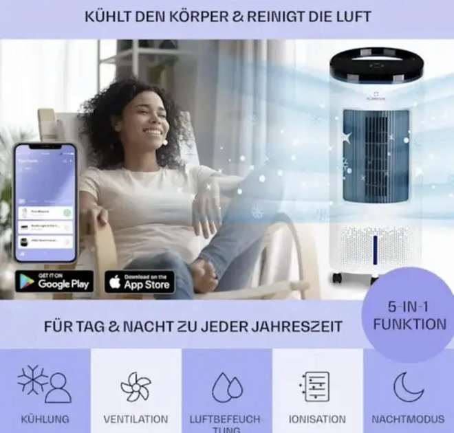 Мобільний кондиціонер Klarstein IceWind Plus Smart Білий Б/В - зображення 6
