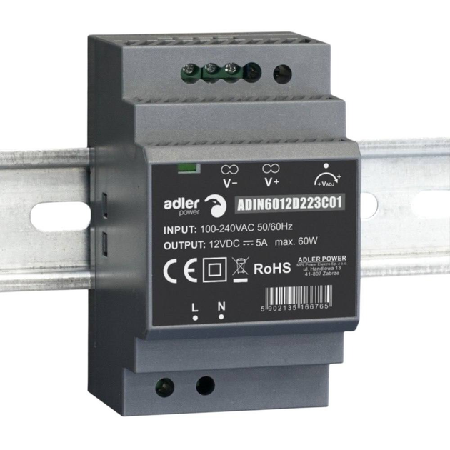 Zasilacz Adler DIN 24 V 60 W (ADIN6024) (5902135166772) - obraz 1