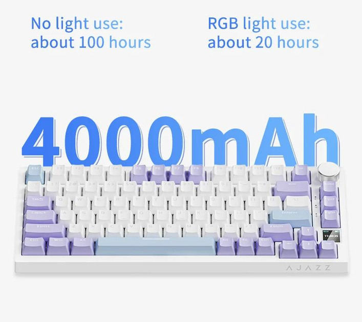 Беспроводная клавиатура Ajazz AK820 Pro RGB USB 2.4 Bluetooth Purple with white - изображение 11