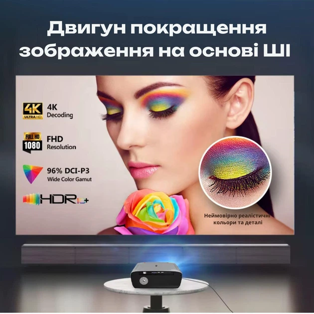 Дневной смарт проектор для фильмов 1550 ANSI Caiwei A9G Google TV Linux OS Wi-Fi Bluetooth Full HD 1080P поддержка 4K портативный LED мощный видеопроектор домашний кинотеатр для дома офиса презентаций телефона смартфона HDMI USB - изображение 8