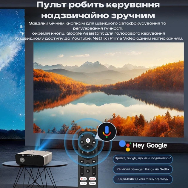 Дневной смарт проектор для фильмов 1550 ANSI Caiwei A9G Google TV Linux OS Wi-Fi Bluetooth Full HD 1080P поддержка 4K портативный LED мощный видеопроектор домашний кинотеатр для дома офиса презентаций телефона смартфона HDMI USB - изображение 10