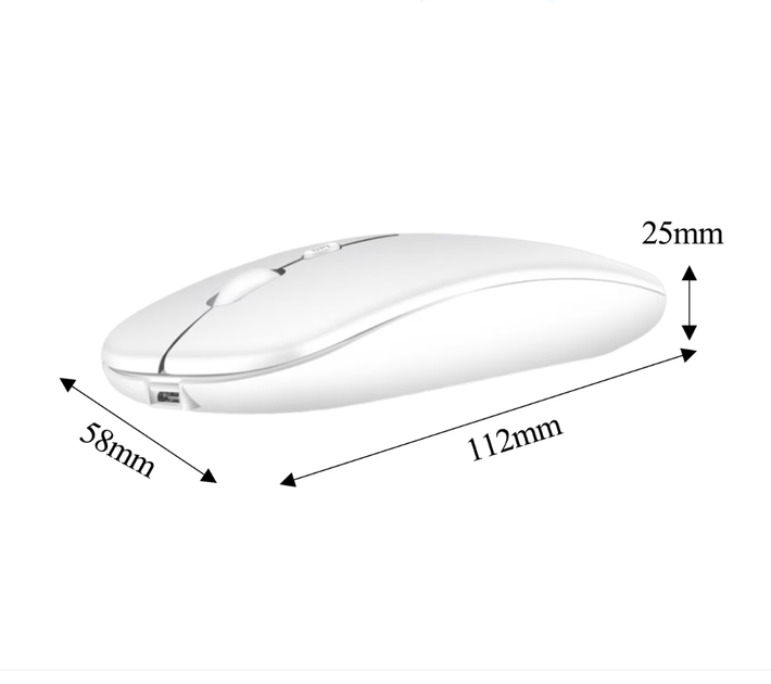 Бездротова миша акумуляторна 2в1 (Bluetooth 5.1 + USB 2.4G) тиха, ультратонка Dual Mode Slim Portable Mouse White - изображение 5