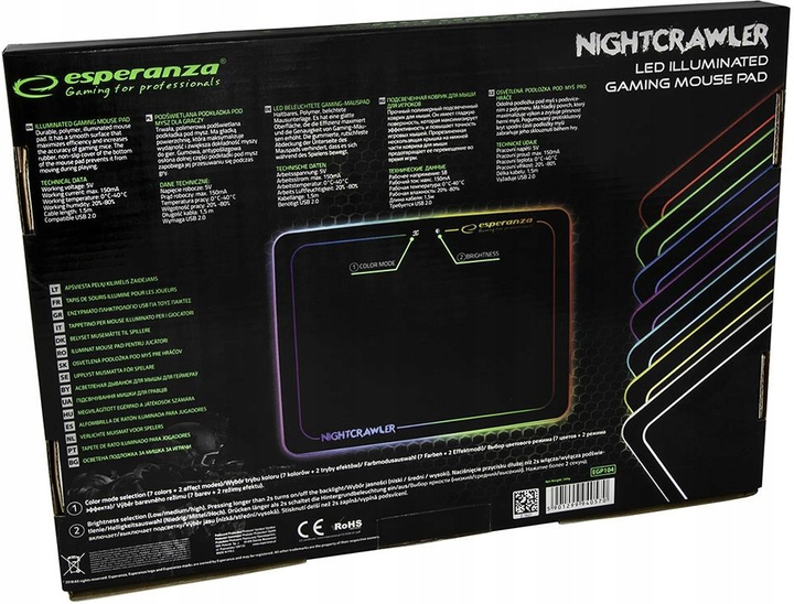 Podkładka pod mysz Esperanza NightCrawler LED RGB Black (EGP104) - obraz 12