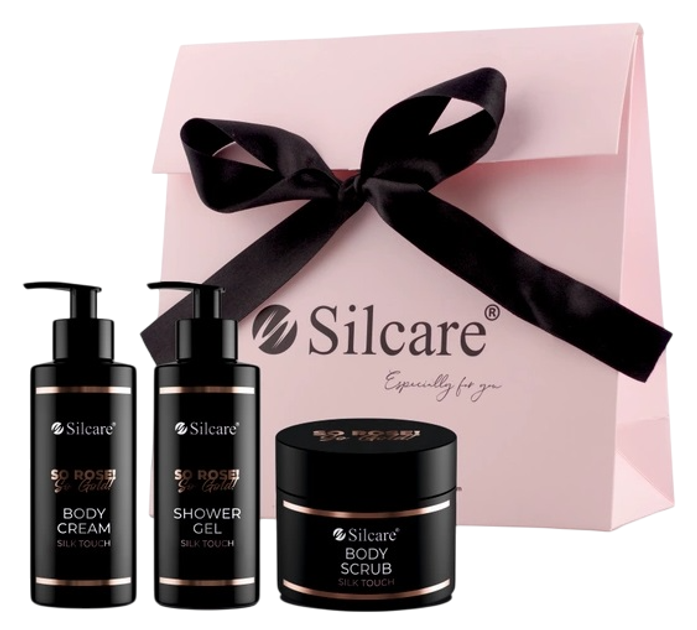 Zestaw kosmetyków do pielęgnacji Silcare So Rose! So Gold! Żel pod prysznic Silk Touch 250 ml + Krem do ciała Silk Touch 250 ml + Peeling do ciała Silk Touch 300 ml (5902560550931) - obraz 1