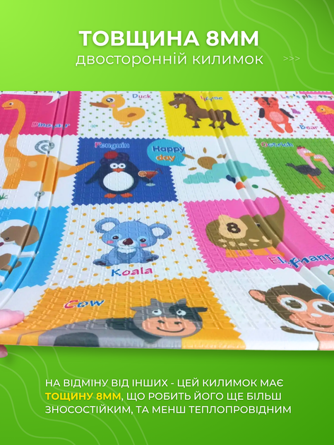 Термоковрик для детей 2*1,8*8 термо коврик детский складной развивающий двухсторонний игровой для ползания сумка в подарок детские термоковрики - изображение 9
